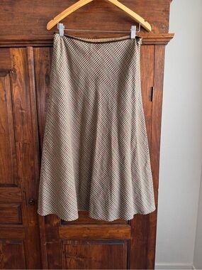Eddie Bauer Wool Tartan Plaid A-Line Midi Skirt Vintage Preppy Cottagecore